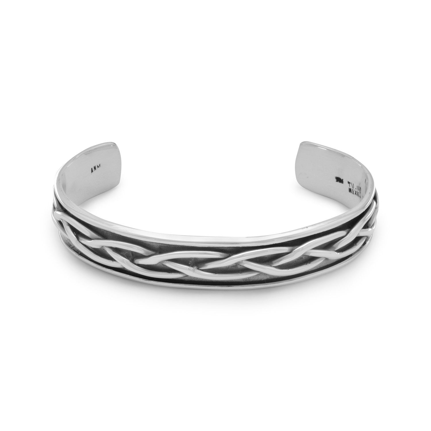 Oxidized Sterling Silver Braided Men's Cuff Bracelet