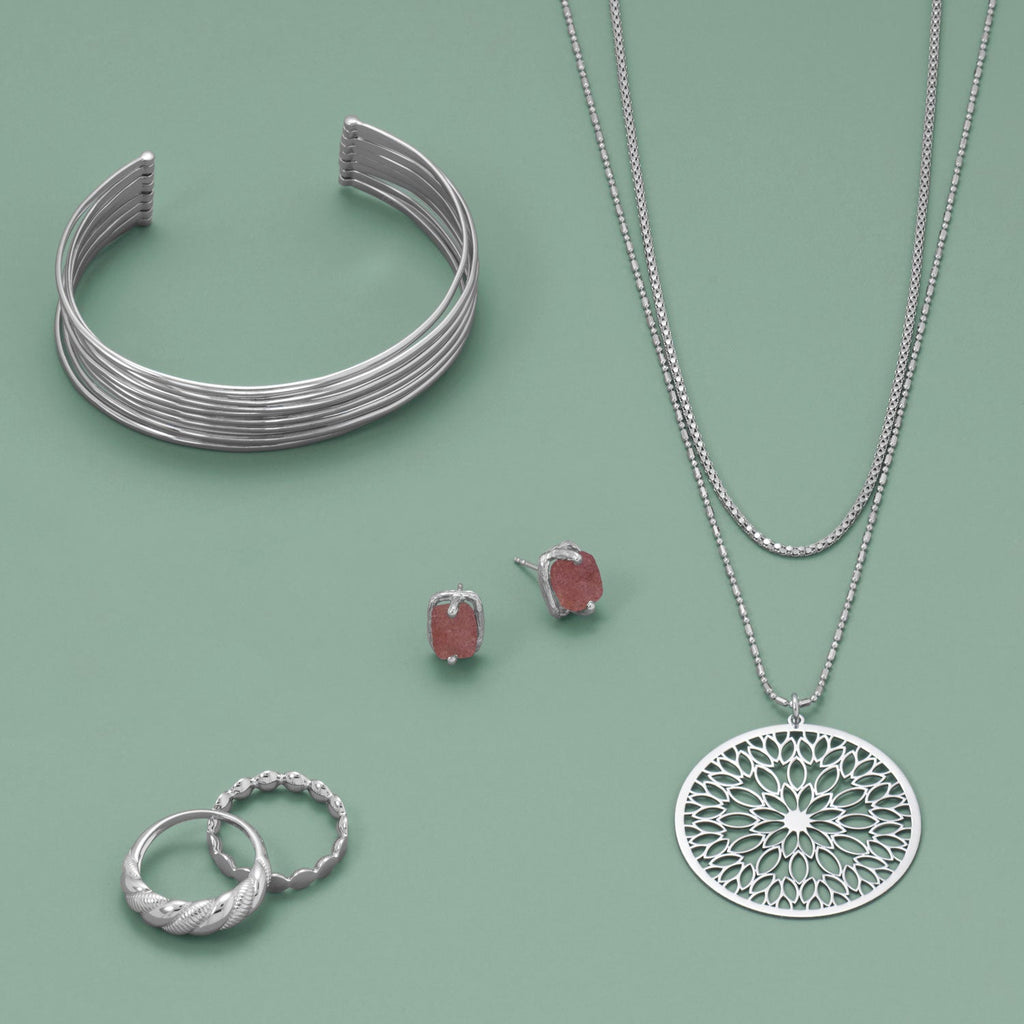 Rhodium Plated 8 Row Cuff