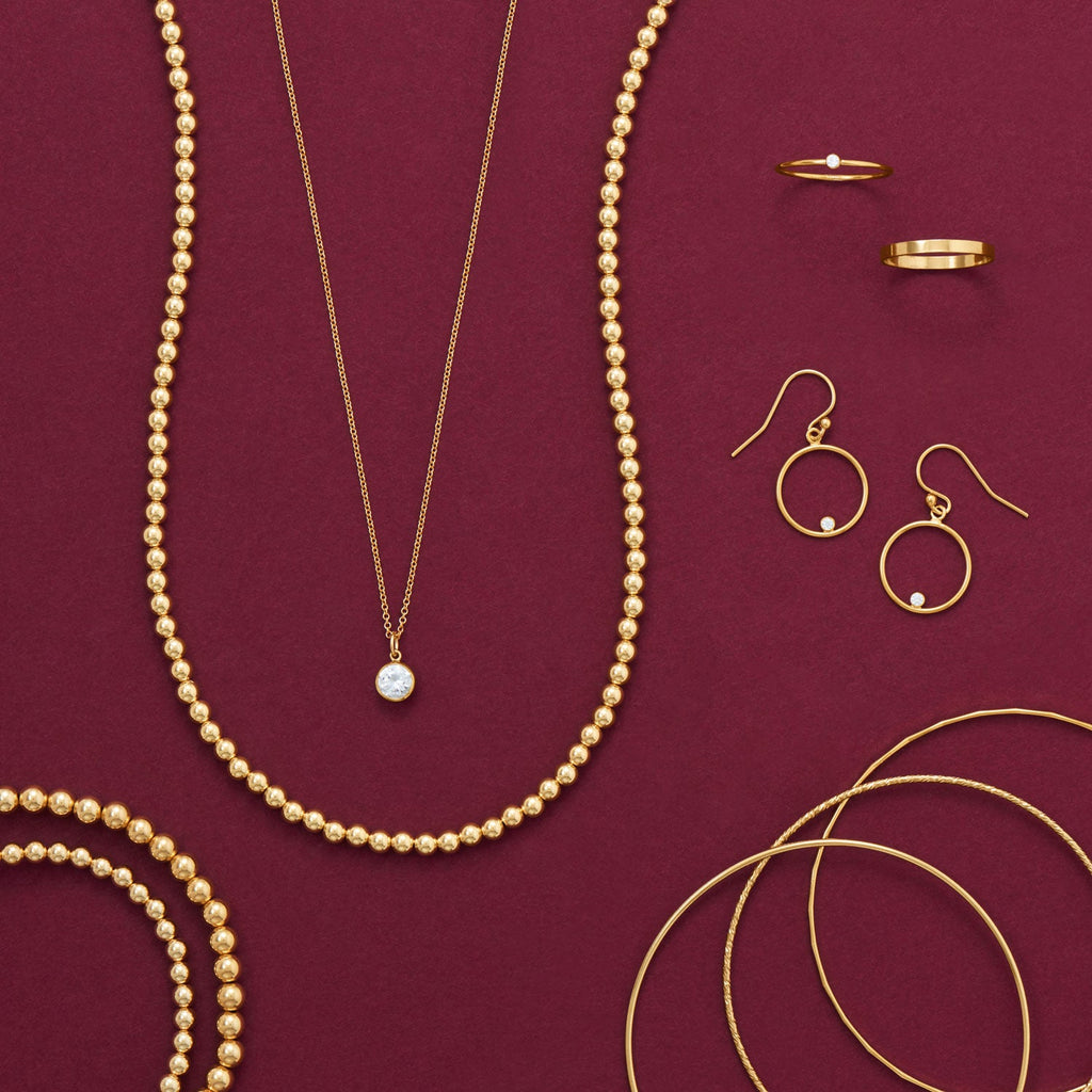 Adjustable 22" 14/20 Gold-Filled CZ Drop Necklace