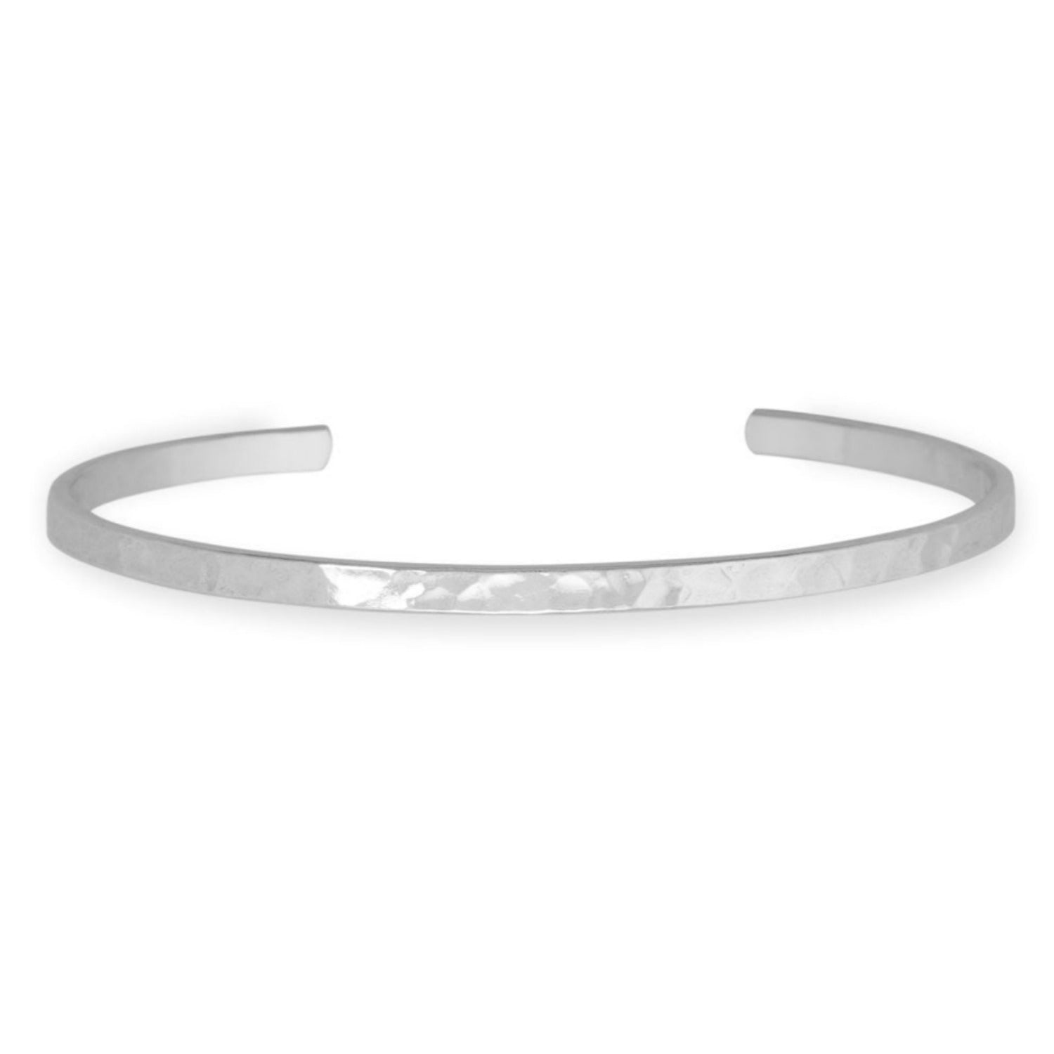 3.2mm Hammered Silver Cuff Bracelet