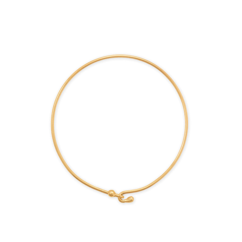 14 Karat Gold Plated Wire Hook Bangle with Bead Ends