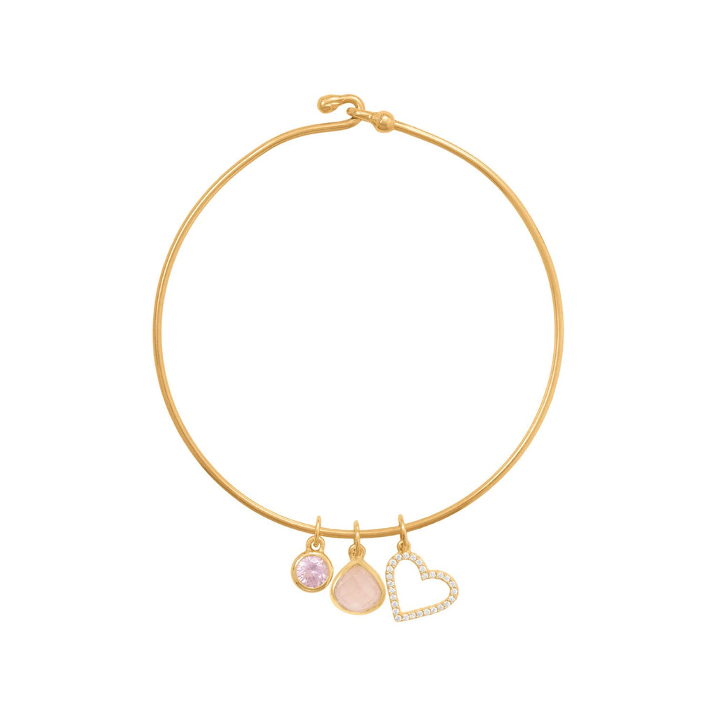 14 Karat Gold Plated Wire Hook Bangle with Bead Ends