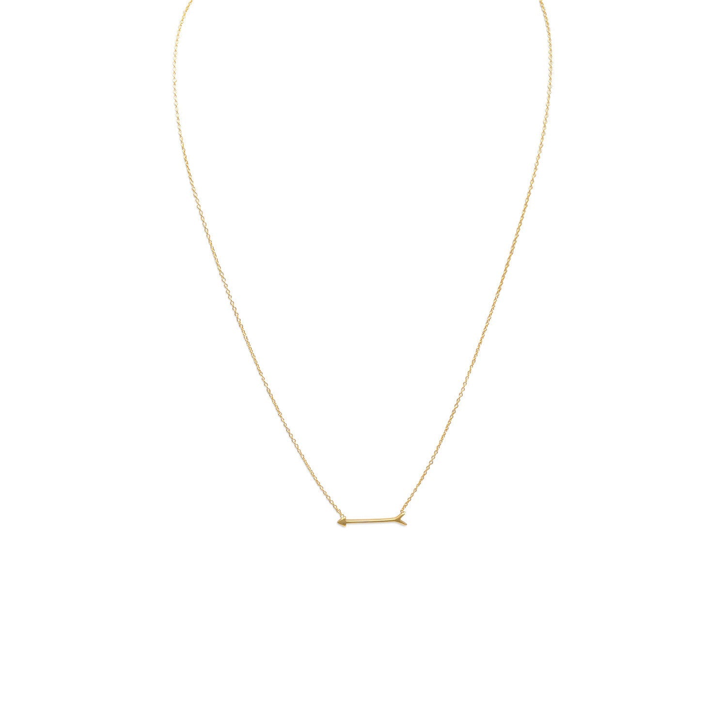 16" + 2" 14 Karat Gold Plated Arrow Design Necklace