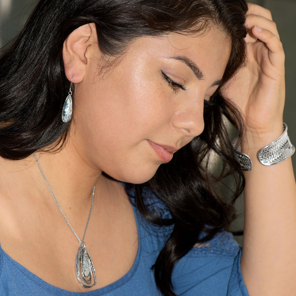 Ancient Roman Glass Pear Drop Earrings