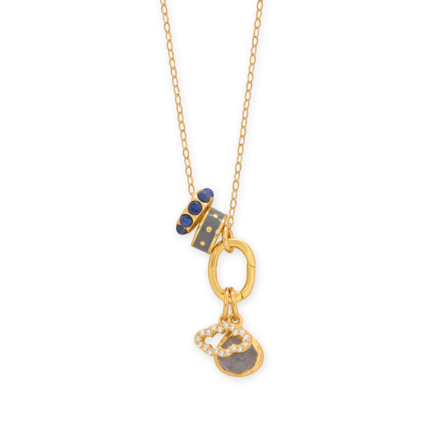 Stylish Storms! 18" 14 Karat Gold Plated Charm Necklace