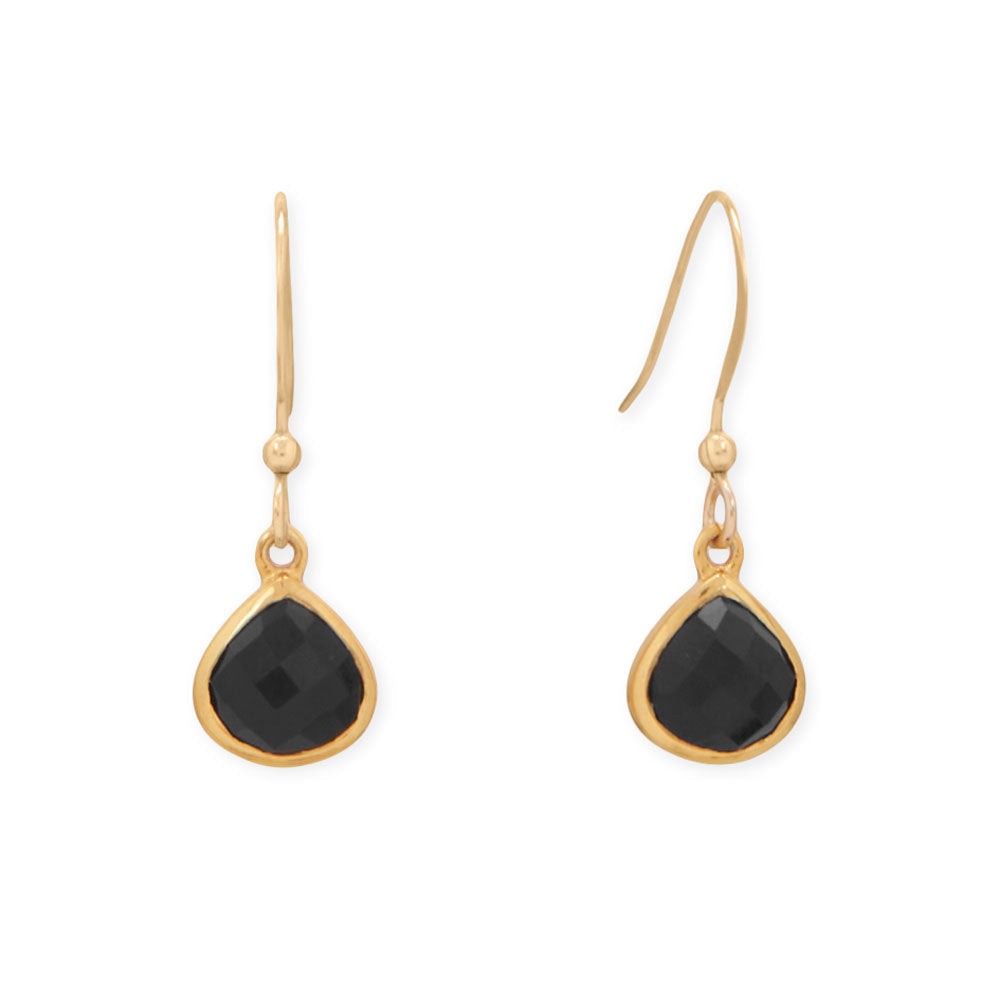 14 Karat Gold Plated Pear Black Onyx Charm