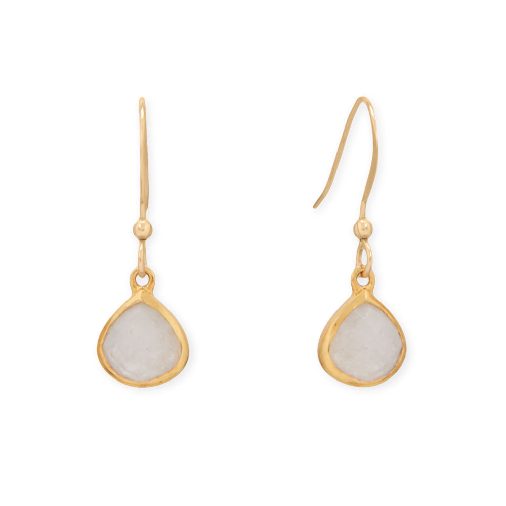 14 Karat Gold Plated Pear Rainbow Moonstone Charm