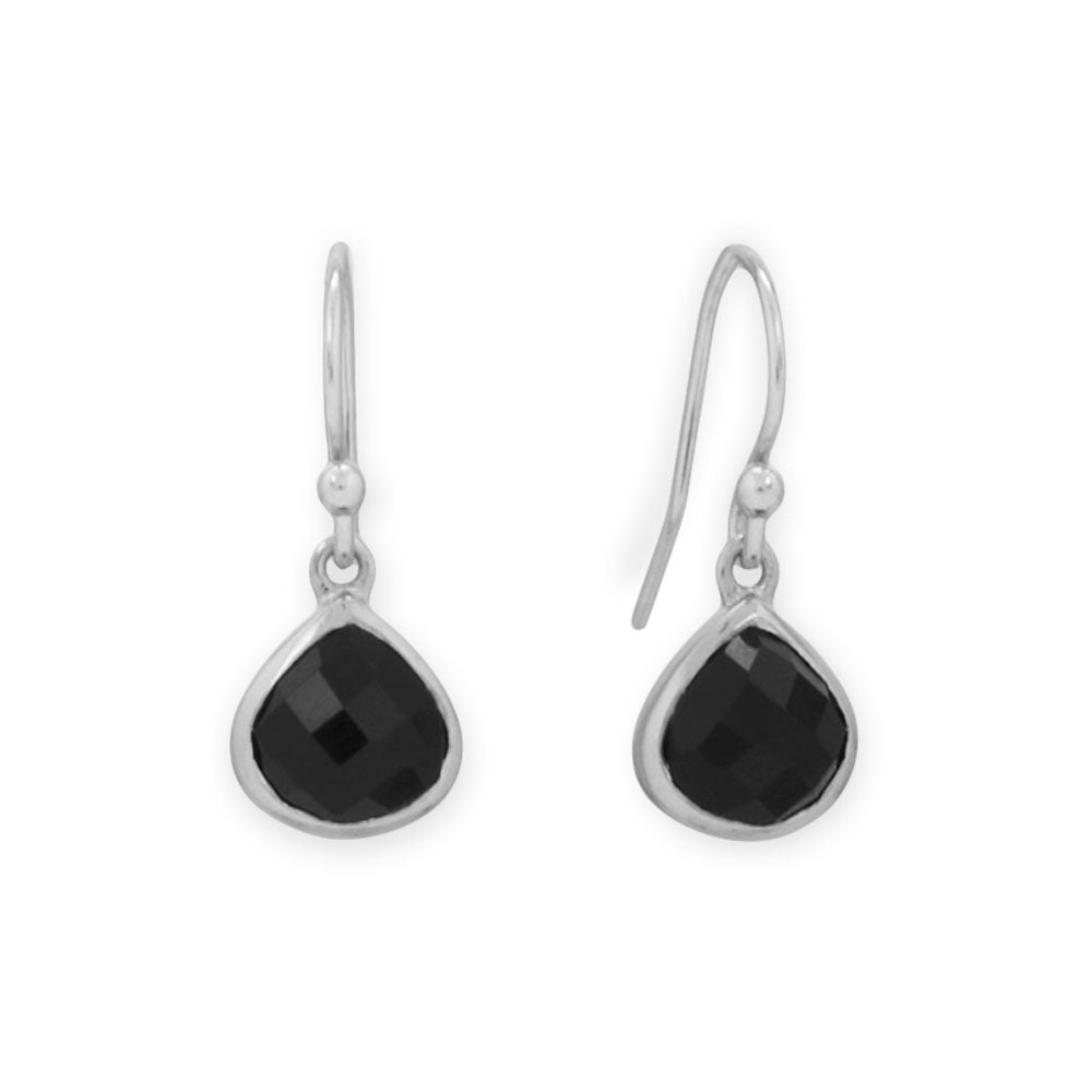 Rhodium Plated Pear Black Onyx Charm