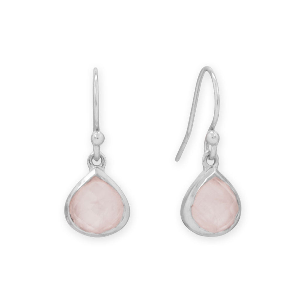 Charm de cuarzo rosa en forma de pera bañado en rodio