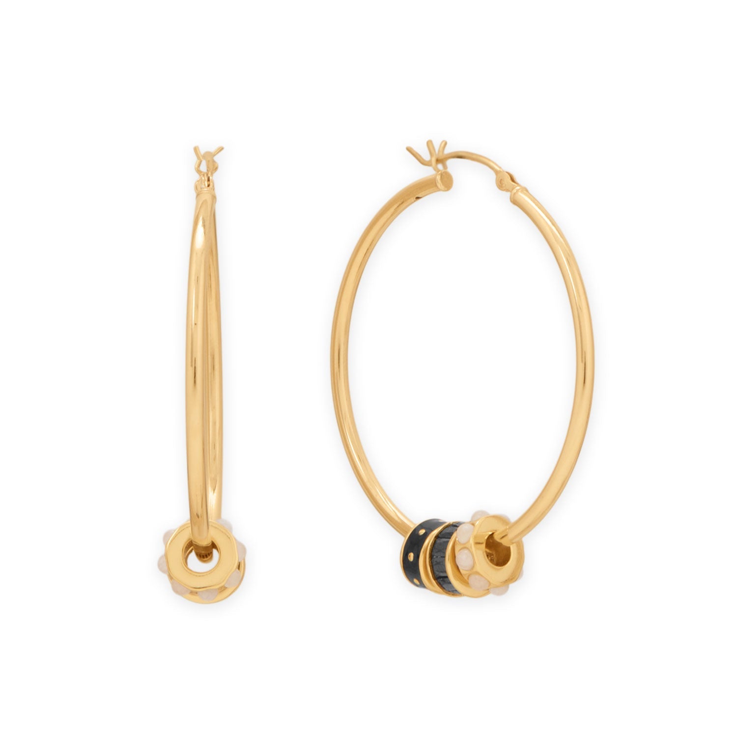 14 Karat Gold Plated Black CZ Wheel Bead Charm