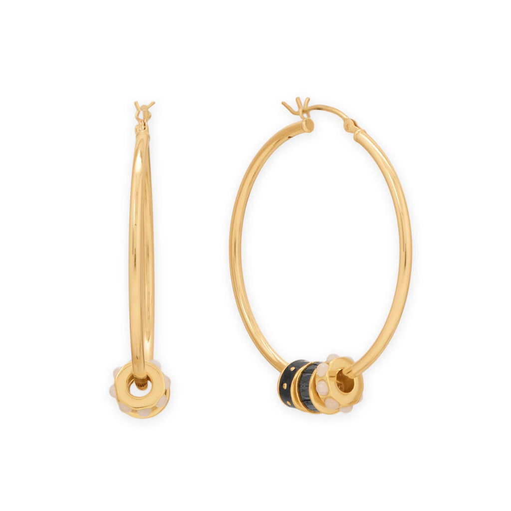 14 Karat Gold Plated White Jade Wheel Bead Charm