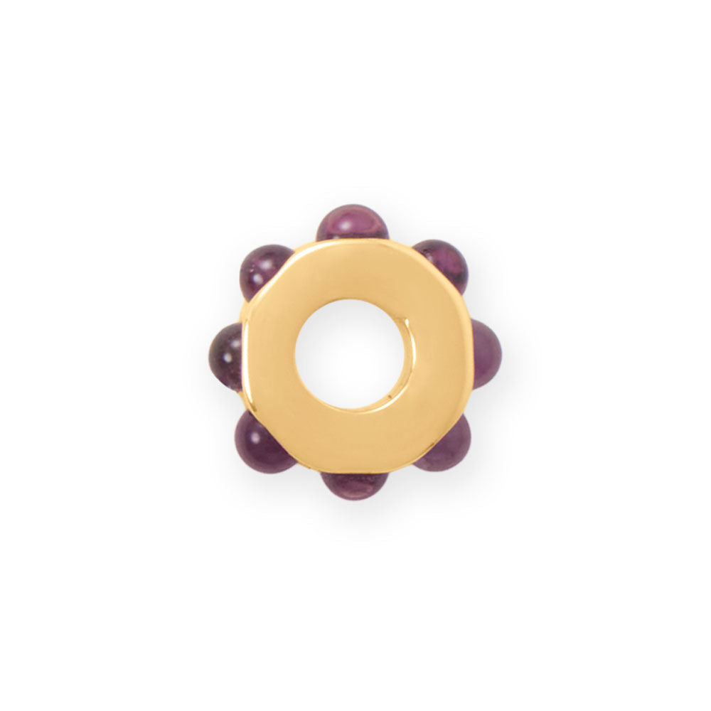 14 Karat Gold Plated Amethyst Wheel Bead Charm