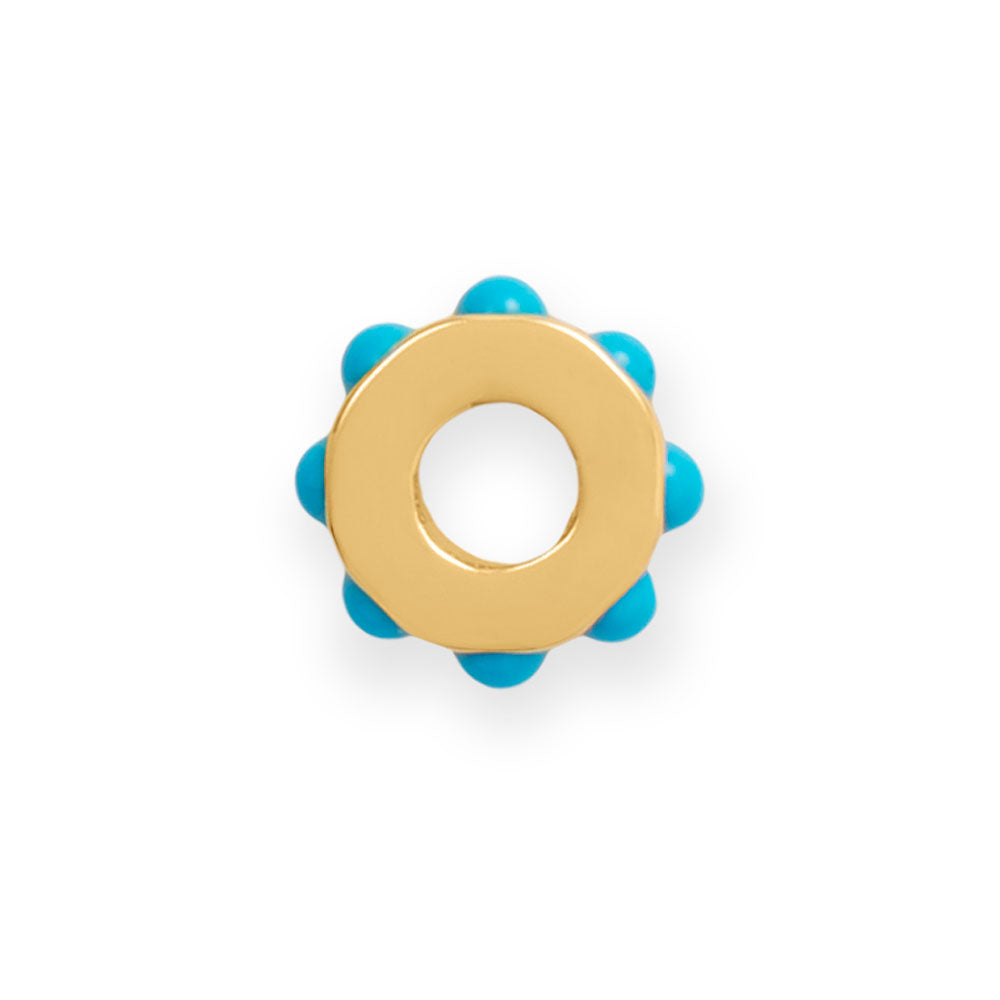 14 Karat Gold Plated Imitation Turquoise Wheel Bead Charm
