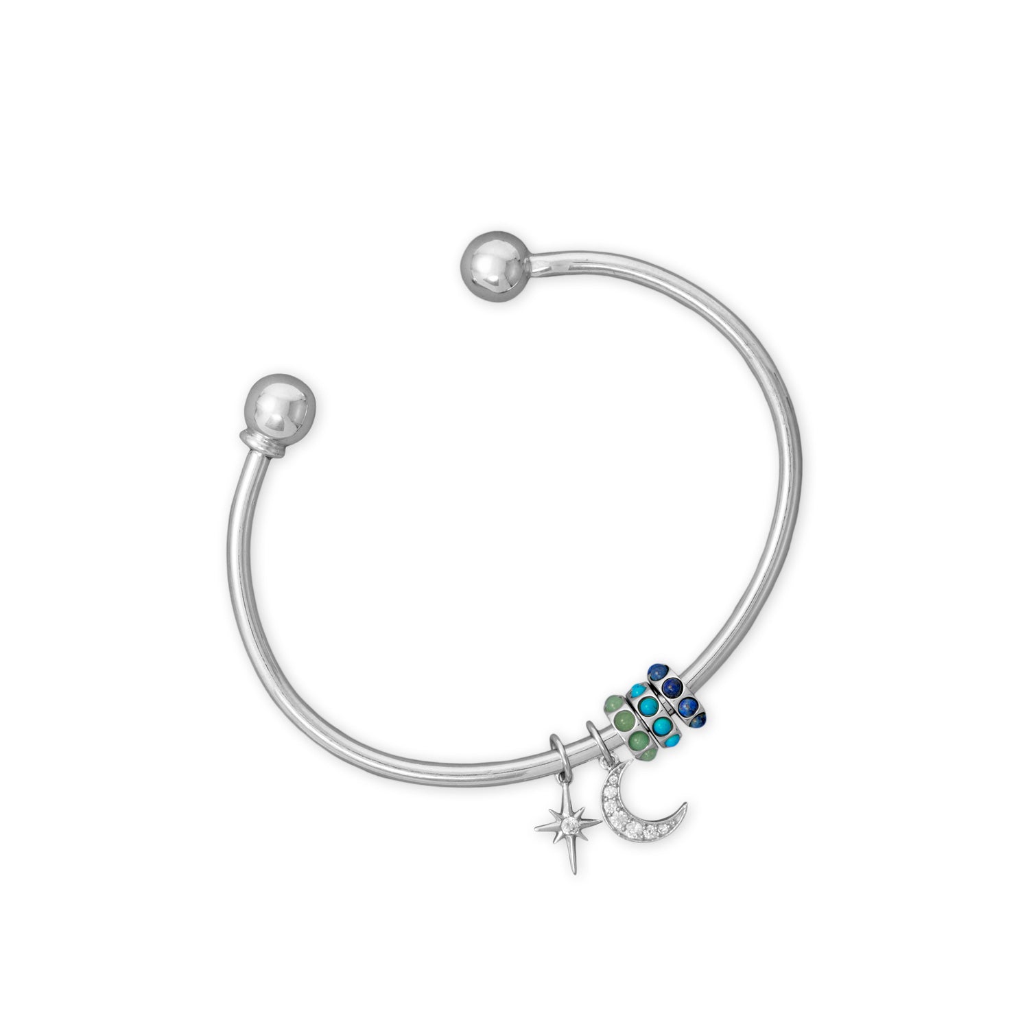Dainty Rhodium Plated CZ Crescent Moon Charm