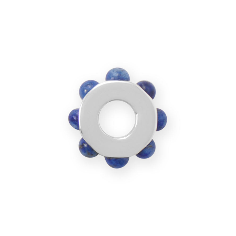 Rhodium Plated Lapis Wheel Bead Charm