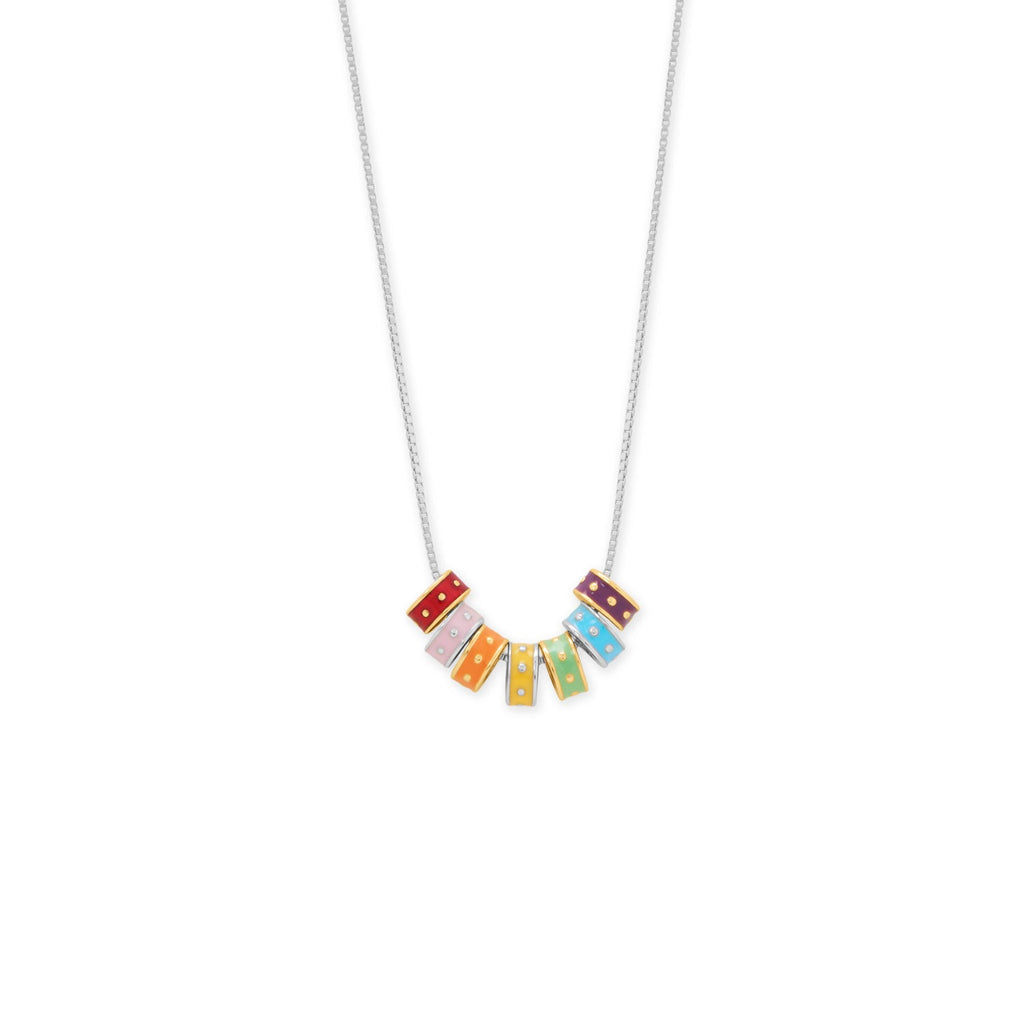 Rhodium Plated Blue Enamel Inlay Dotted Wheel Bead Charm