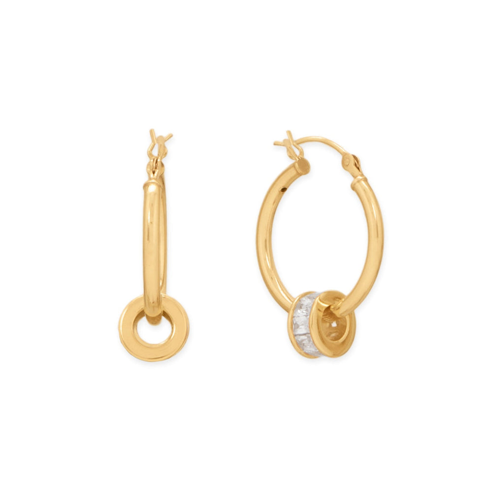 14 Karat Gold Plated CZ Birthstone Wheel Bead Charms (January-December)