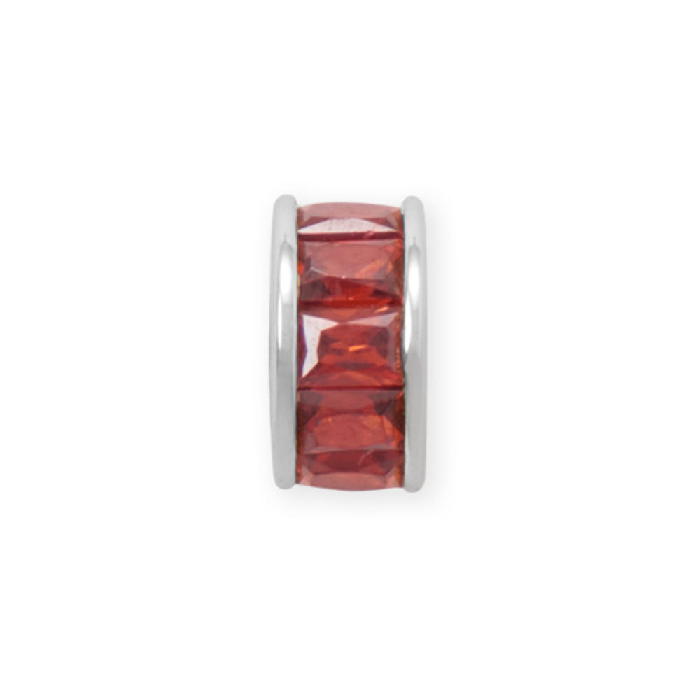 Rhodium Plated CZ Birthstone Wheel Bead Charms (January-December)