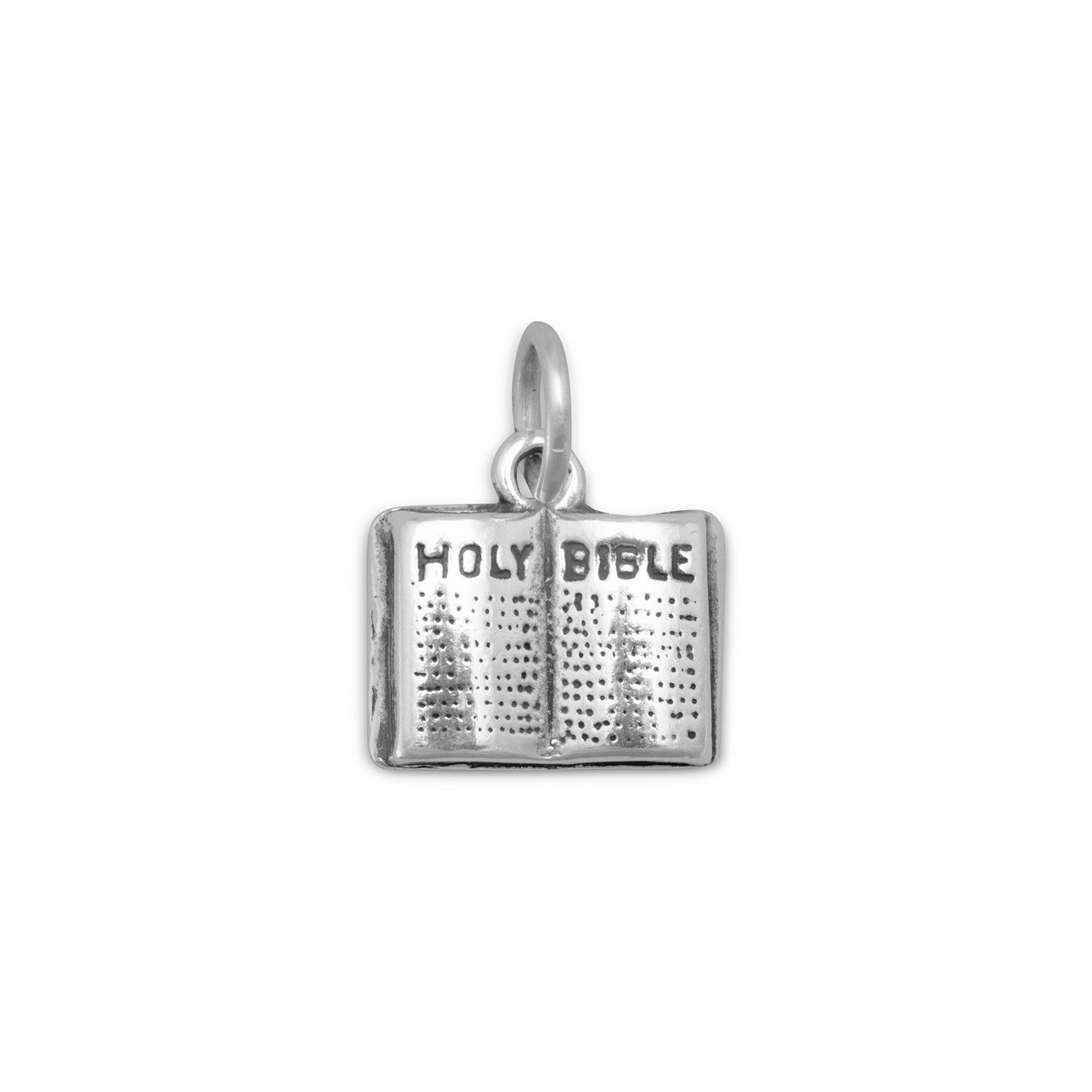 Oxidized 3D Holy Bible Charm