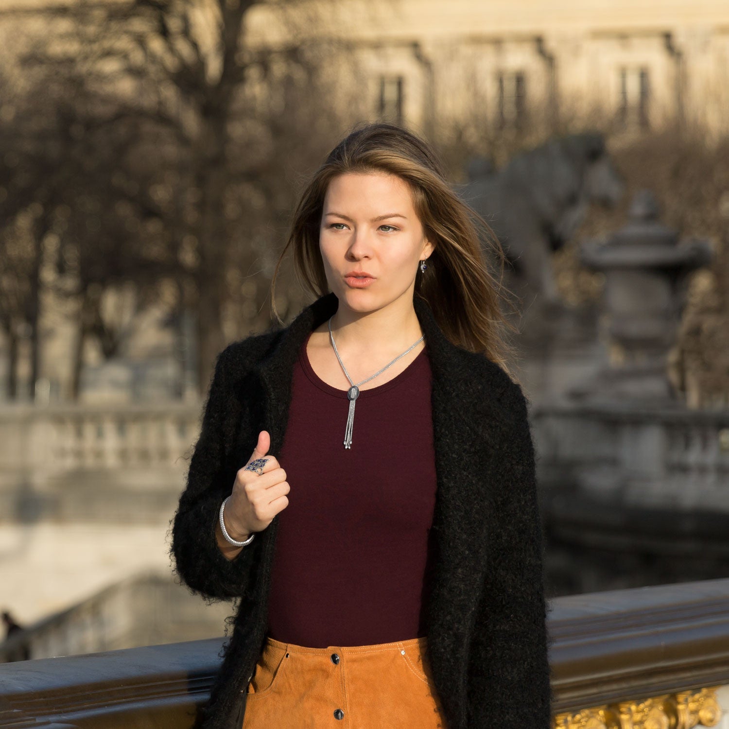 Oxidized Lapis Bead and Rope Edge Bali Earrings