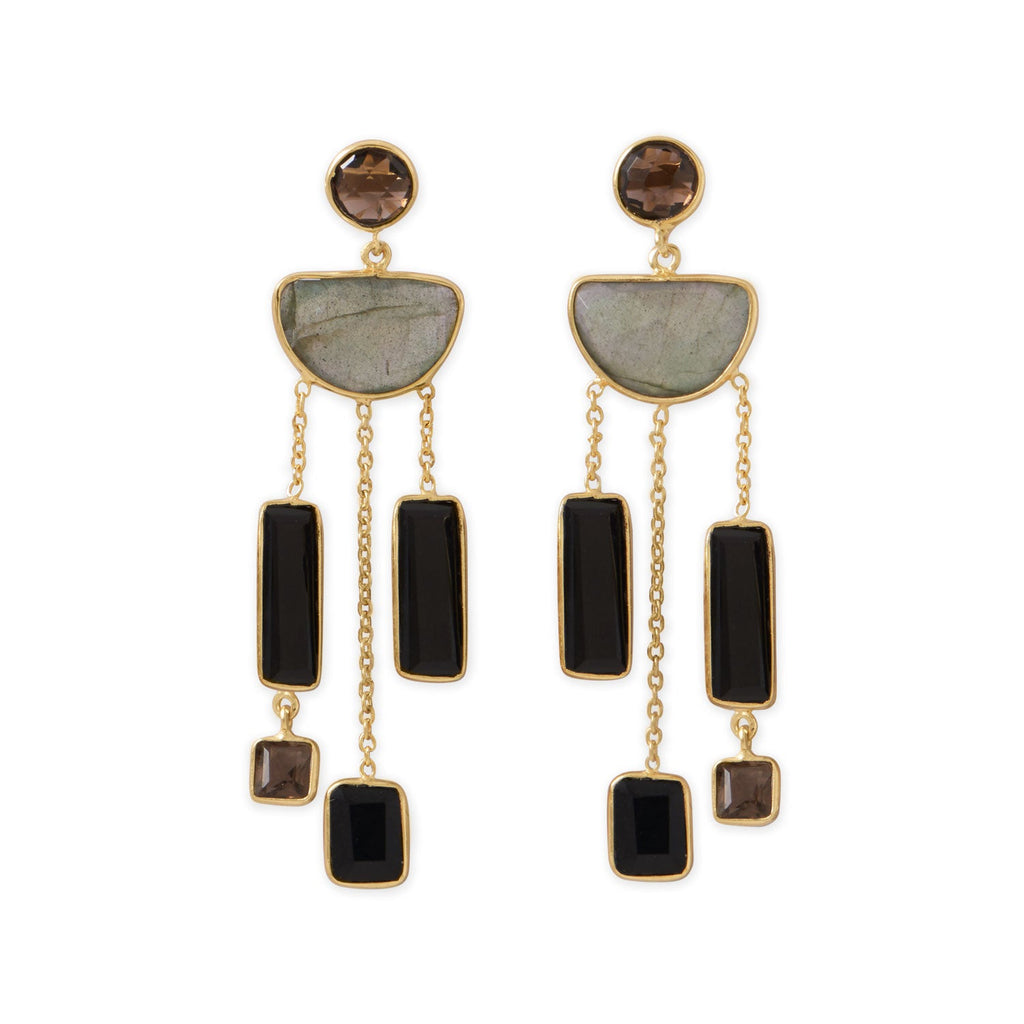 14 Karat Gold Plated Multi Stone Post Earrings