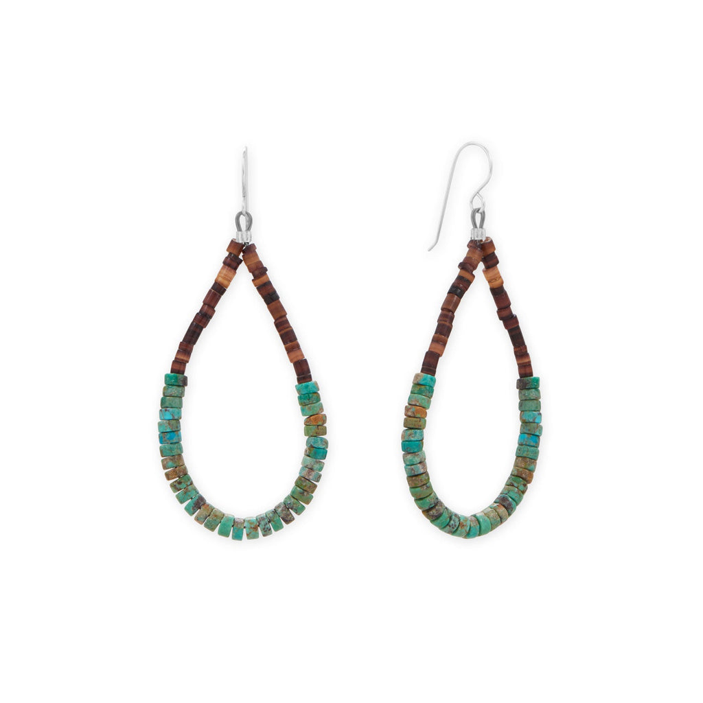 Turquoise and Pen Shell Heishi Bead Earrings