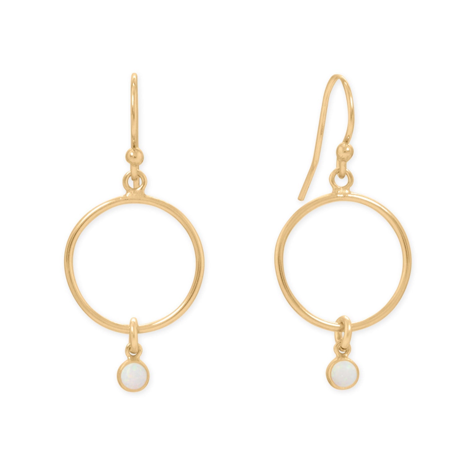 14/20 Gold Filled Circle and White Opal Earrings