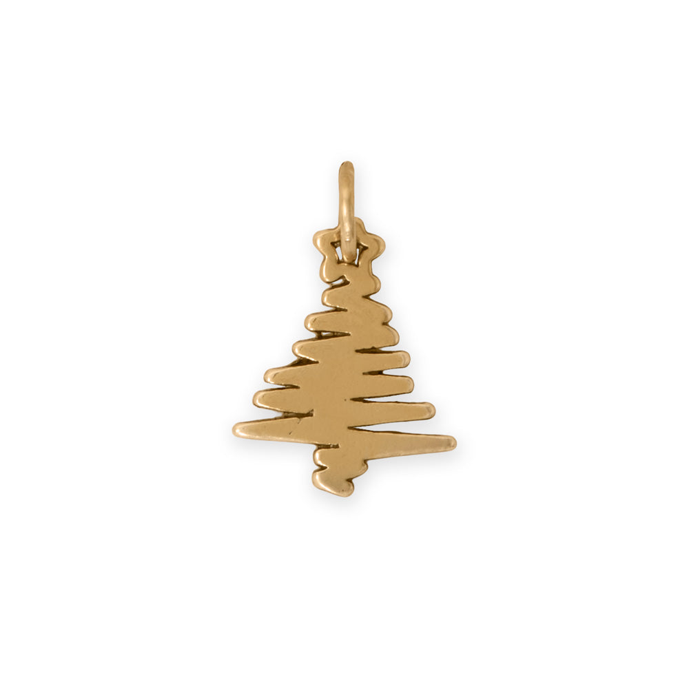 Silver or Gold Zig Zag Christmas Tree Charm