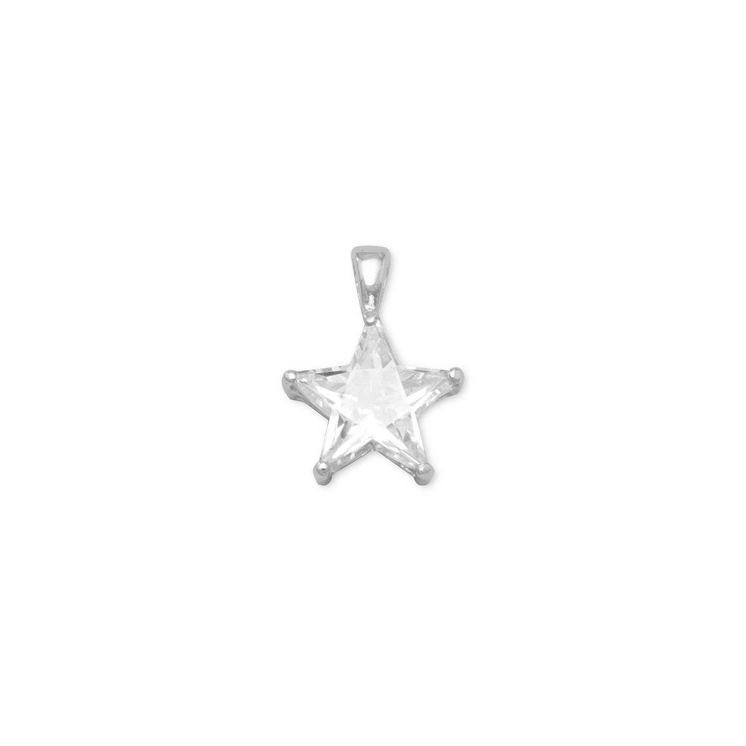 Rhodium Plated CZ Star Pendant