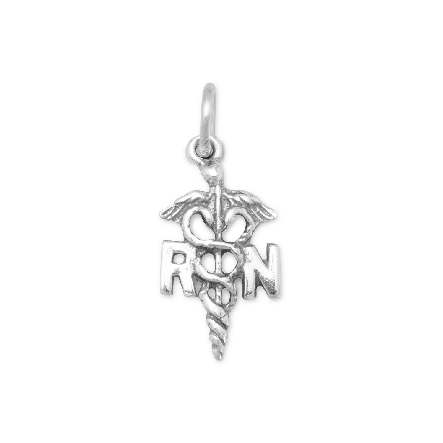Silver or Gold Registered Nurse Caduceus Charm