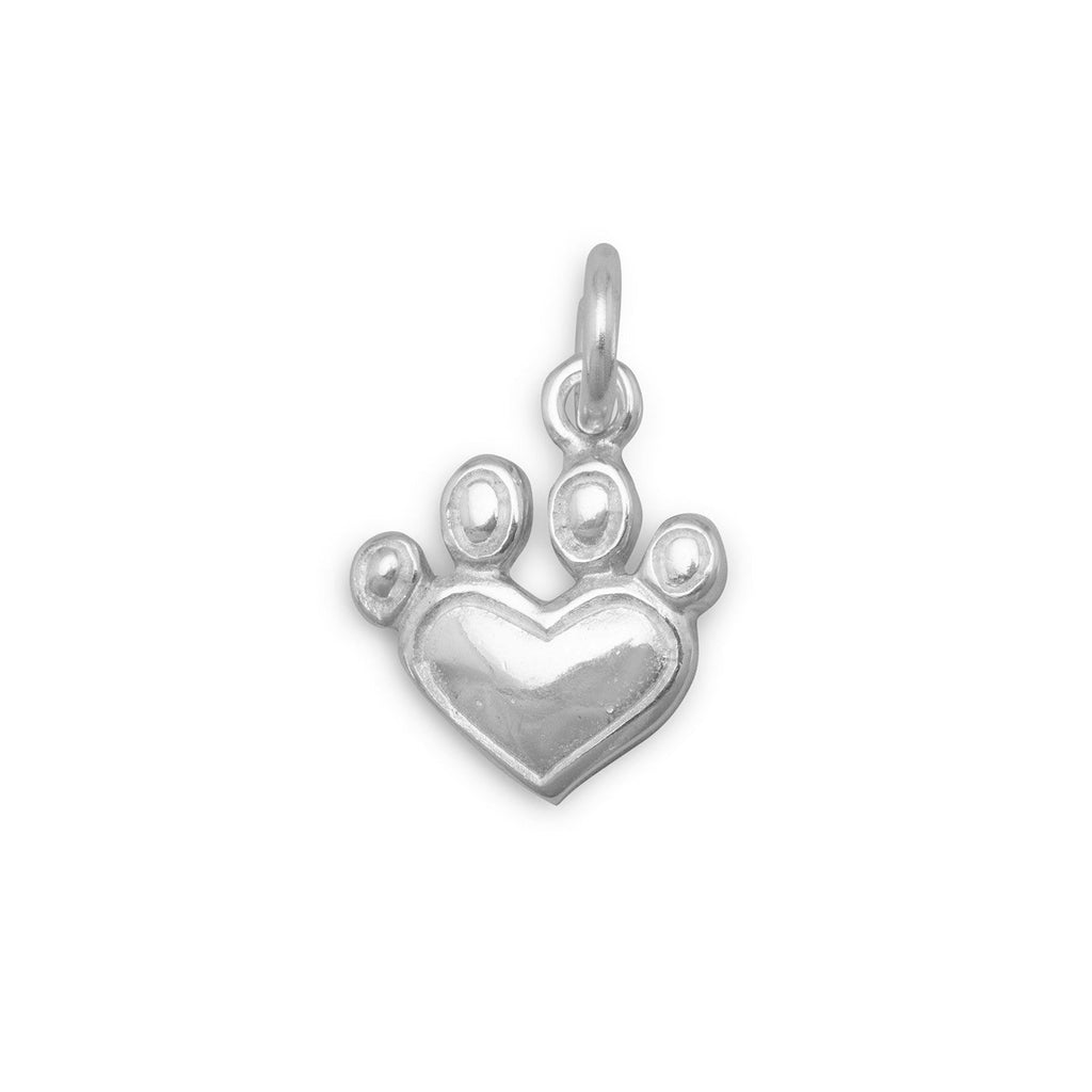 Silver or Gold Heart Paw Print Charm