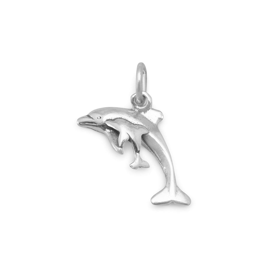 Silver or Gold Dolphin with Calf Charm