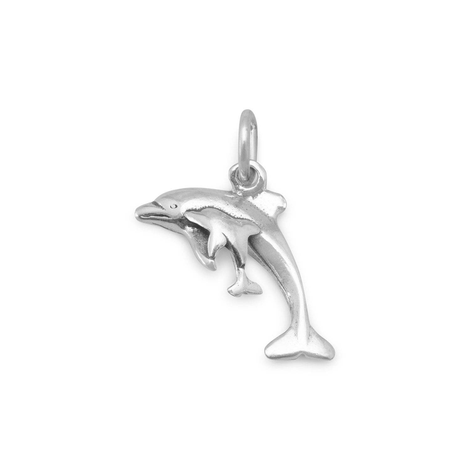 Silver or Gold Dolphin with Calf Charm