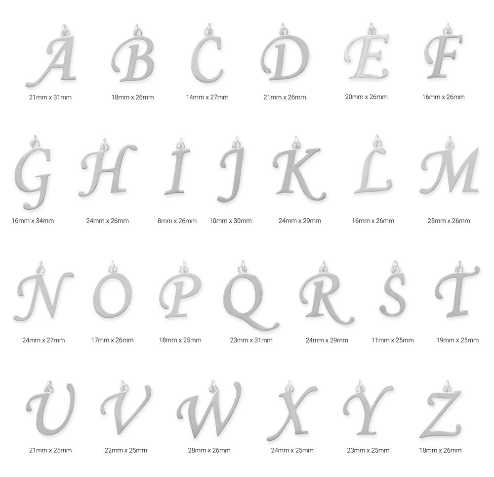 Large Polished Letter Initial Pendant Series (A-Z)