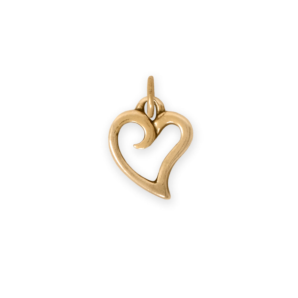 Silver or Gold Stylized Outline Heart Charm