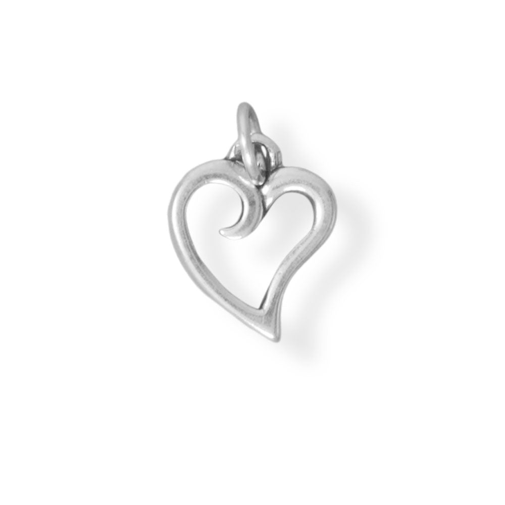 Silver or Gold Stylized Outline Heart Charm