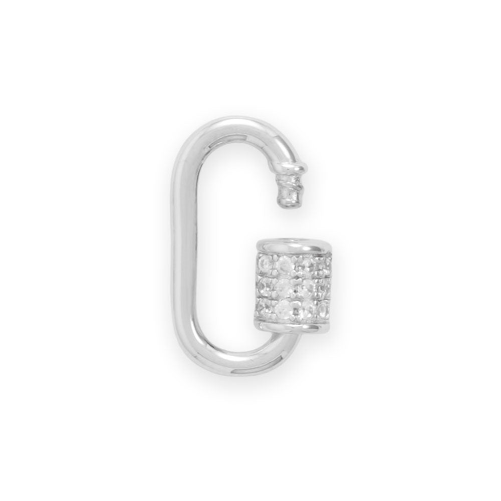 Rhodium Plated CZ Carabiner Adapter Component