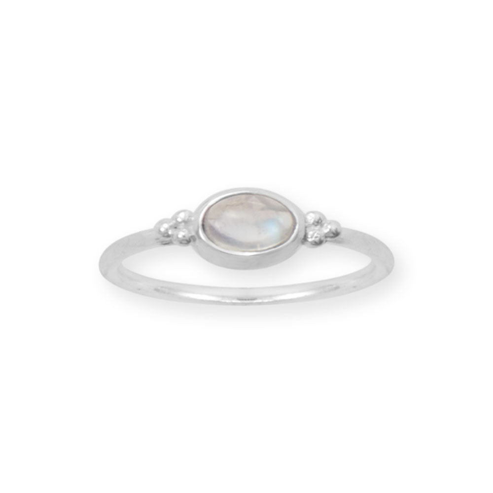 Dainty Oval Rainbow Moonstone Ring