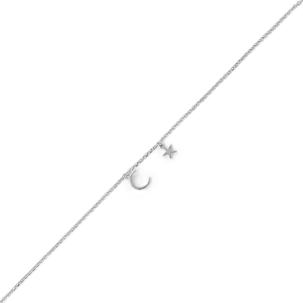 Rhodium Plated "My Moon and Stars" Anklet
