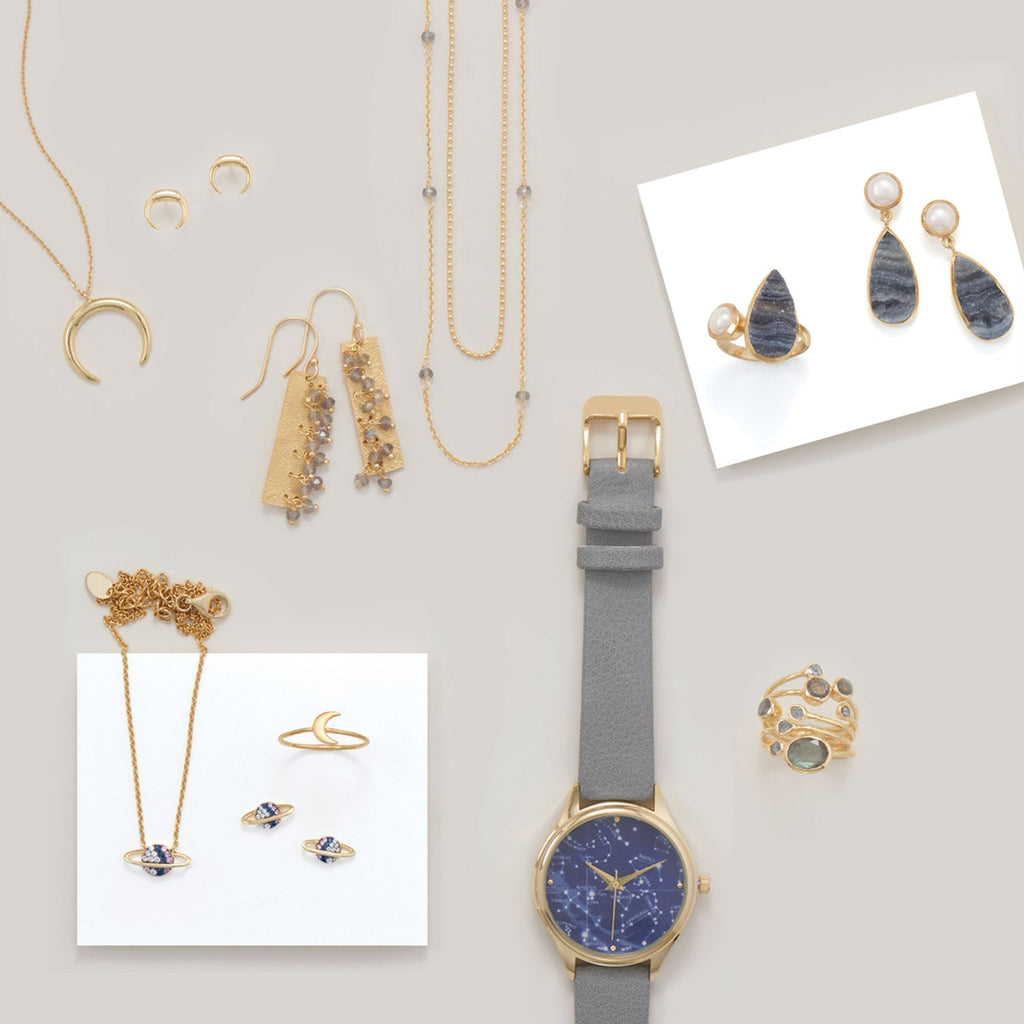 14 Karat Gold Plated Mini CZ Planet Studs