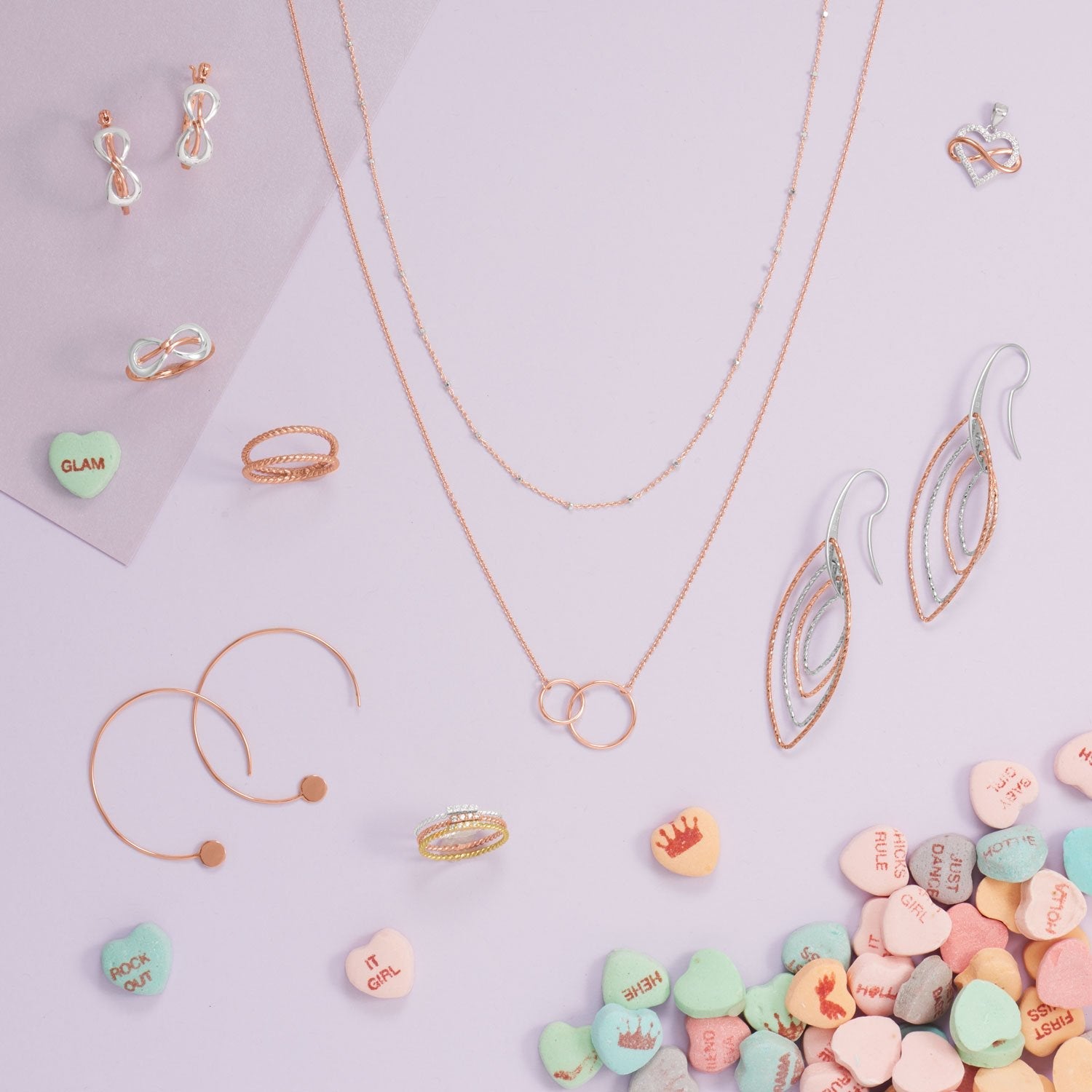 Two Tone CZ Infinity Heart Pendant