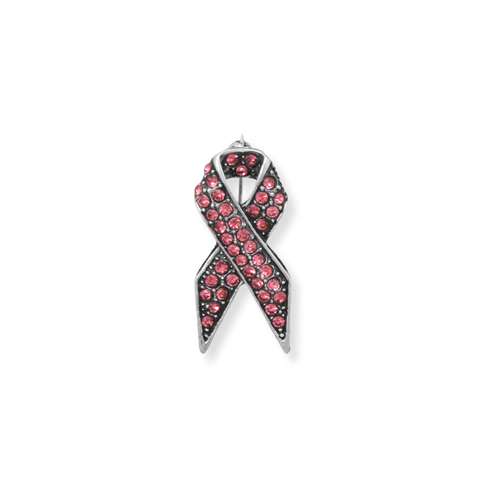 Pink Crystal Fold Over Ribbon Fashion Pin